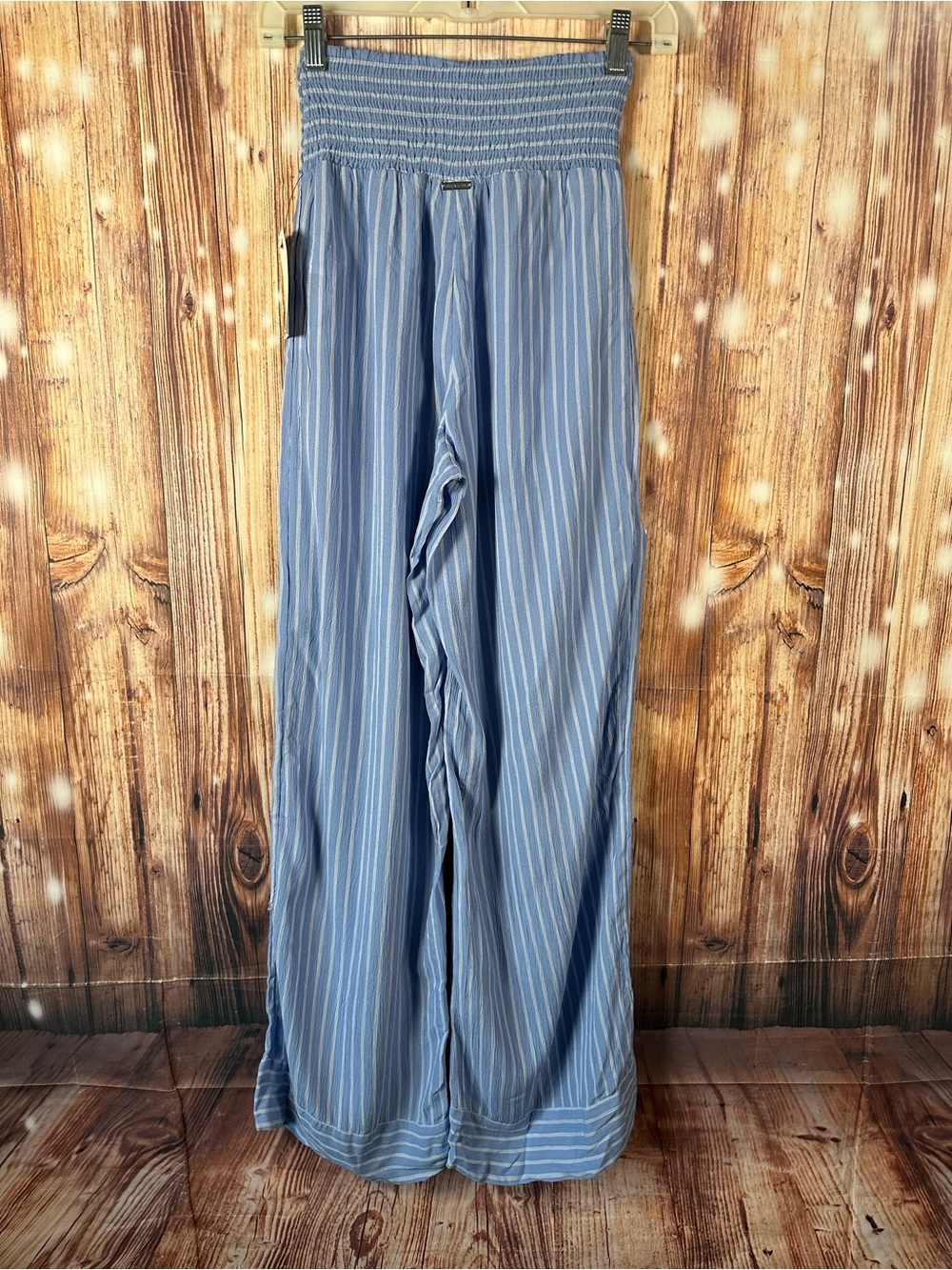 NWT Billabong Light Blue Striped Wide-Leg Pants - Women Size Small - Picture 5 of 16